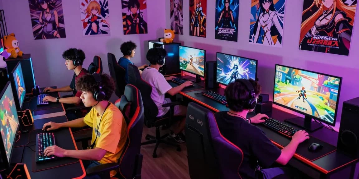 Engaged players immersed in hentai game sessions, showcasing vibrant graphics and gaming setups.