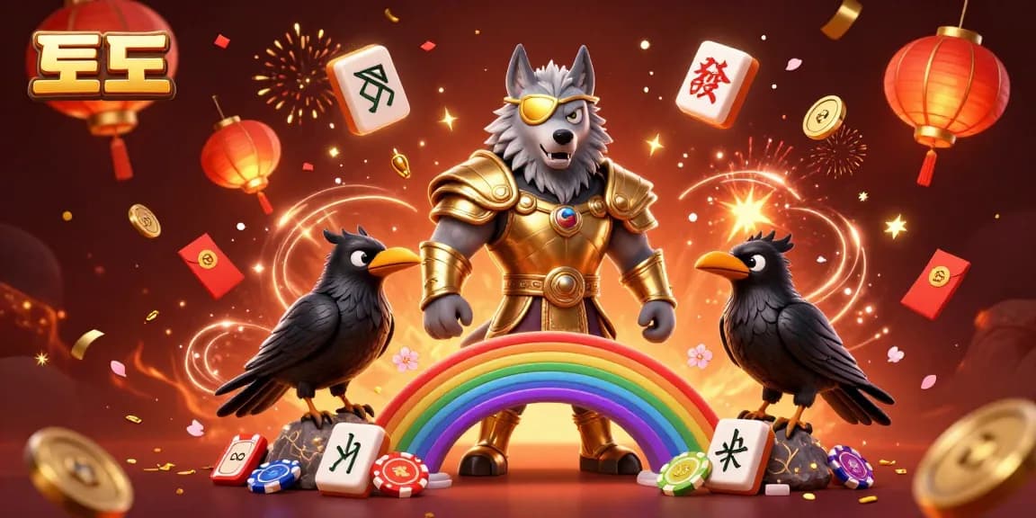 토토에 관한 비주얼 아트, 카지노 칩으로 이루어진 무지개 다리 위에 있는 오딘과 ravens.