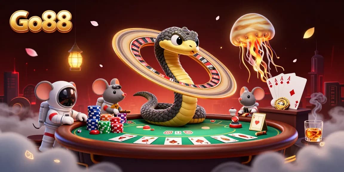 Join the action at Go88 with astronaut mice betting on a cosmic roulette wheel.