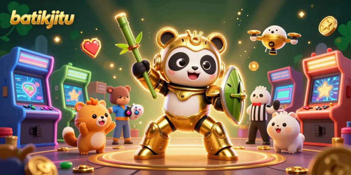 Bermain di batikjitu dengan robot bertarung 3D di arena penuh permainan arcade dan elemen kasino