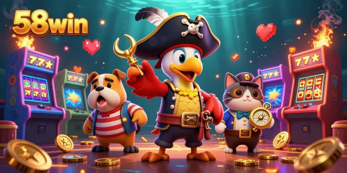 Experience winning moments at 58win with vibrant 3D characters and casino elements enhancing excitement.