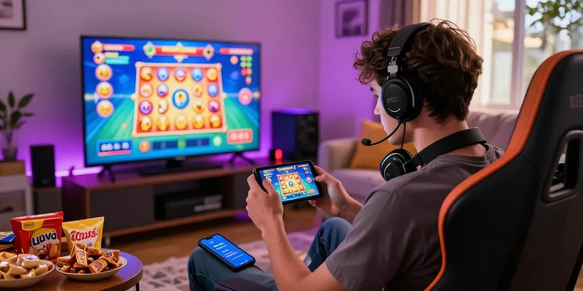 Exciting gaming moment showcasing สล็อตวอเล็ท on a mobile device, with vibrant graphics and lively atmosphere.