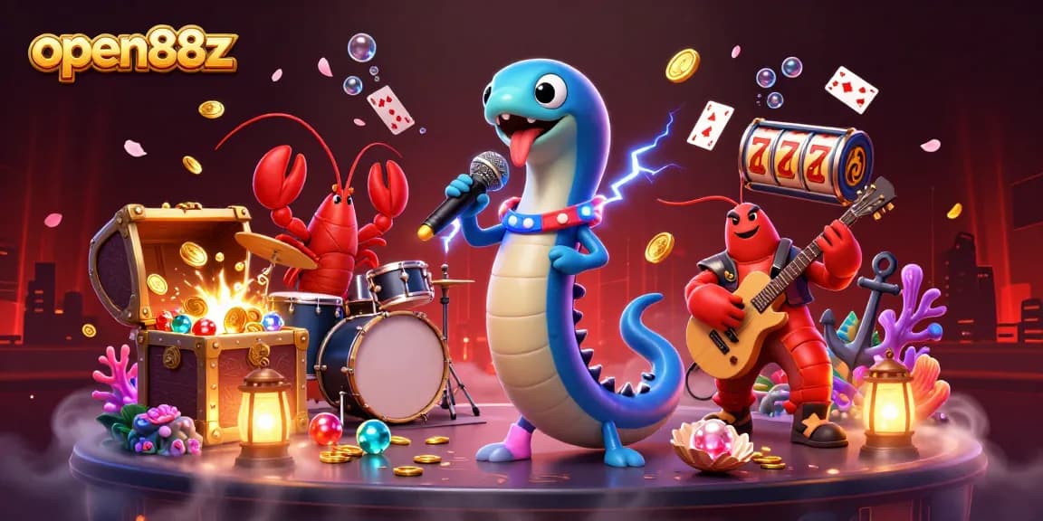 Experience the excitement of open88z with an electric eel DJ and a vibrant underwater casino!