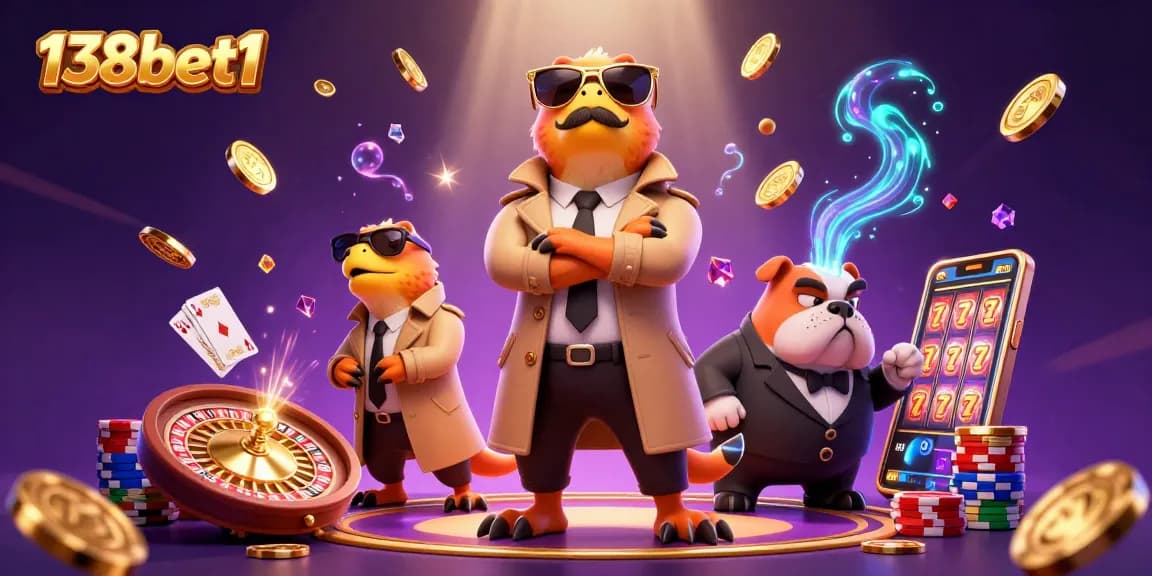 Experience thrilling casino adventures with 138bet1's playful raptors in trench coats.