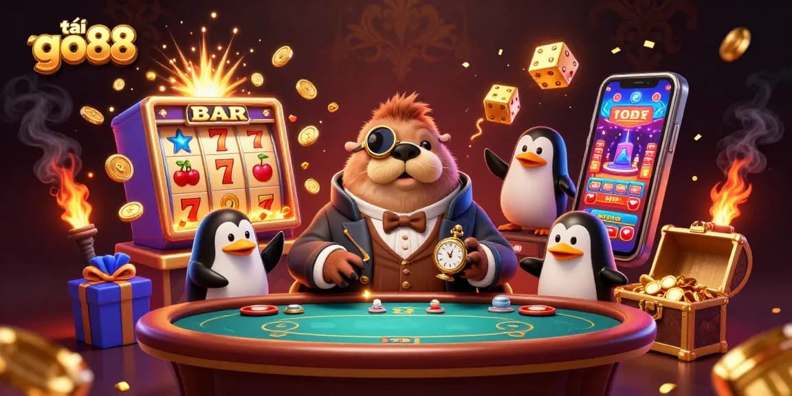 Immerse in excitement with tải go88 as the walrus deals poker underwater amidst coins and jackpot explosions.