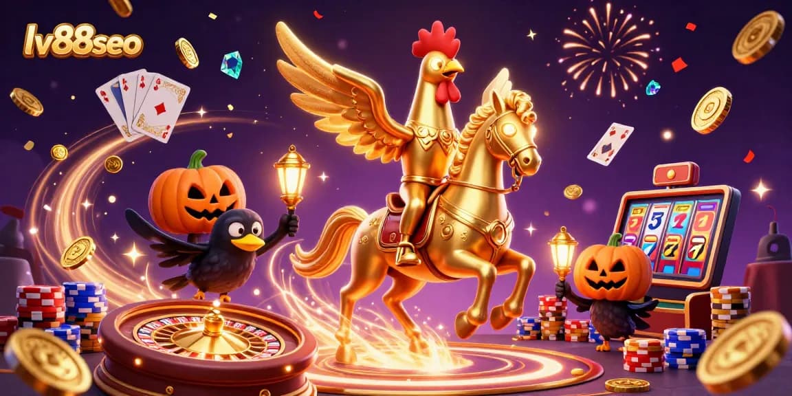 Experience thrilling gameplay at lv88seo with an enchanting golden rooster in a dynamic casino setting.