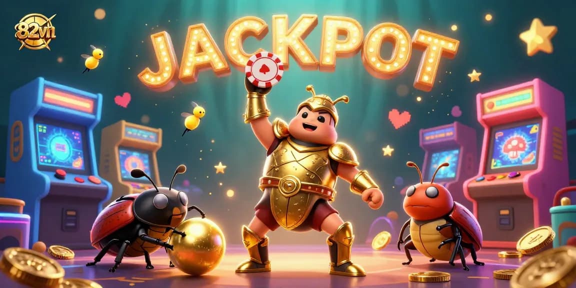 Engage in the thrilling world of 82vn casino games with vibrant characters, colorful elements, and intricate details.