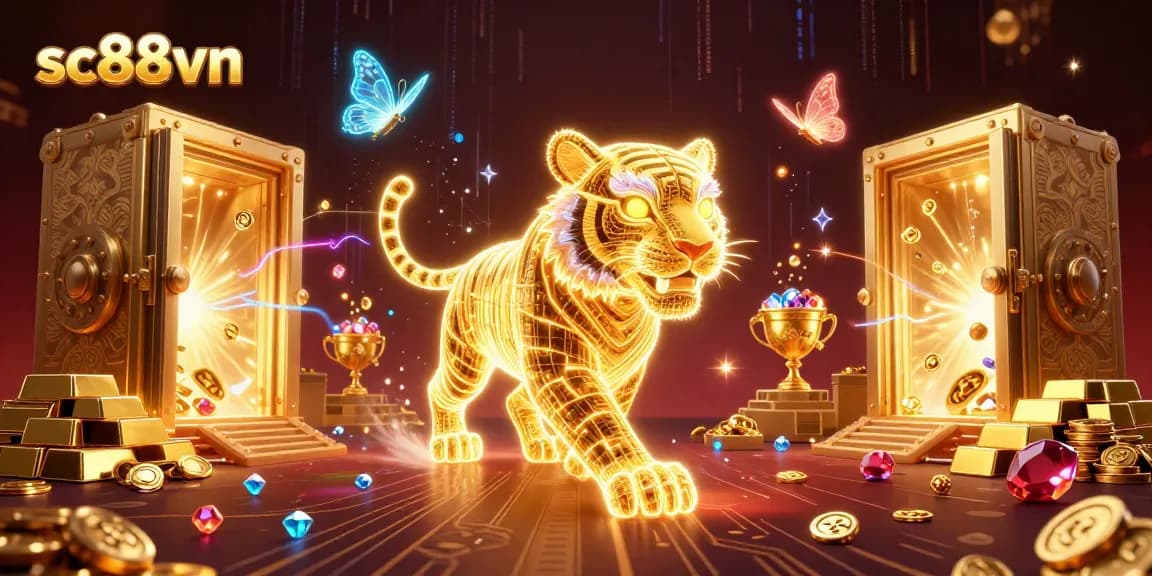 Play exciting casino games with sc88vn's immersive 3D environment filled with golden treasures.