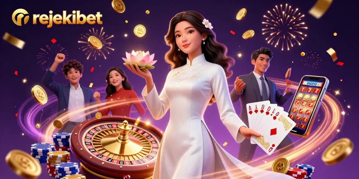 Spin to win with rejekibet, showcased by elegant characters and immersive casino elements.