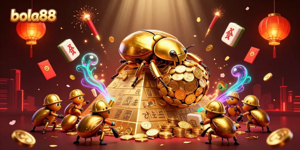 Bola88 players enjoy thrilling gambling experiences with golden coins and vibrant visuals.