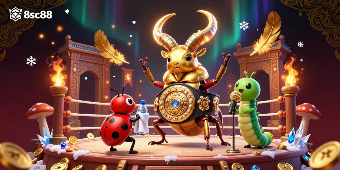 Engage with the dynamic betting scene at 8sc88, featuring a golden stag beetle in a championship setting.
