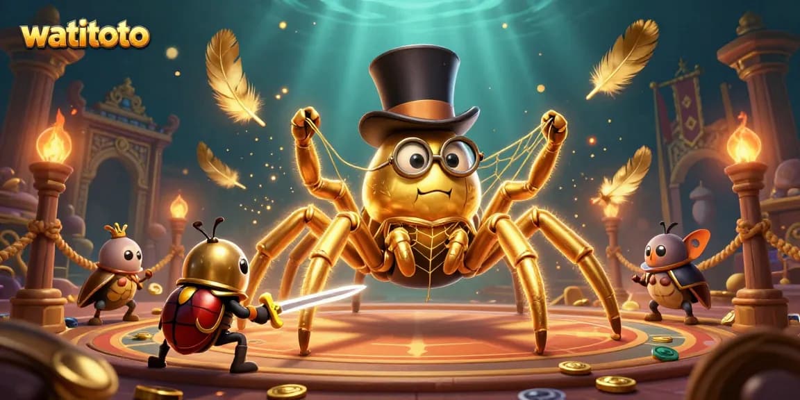 Join the thrilling action at watitoto as the golden tarantula spins fortunes in a vibrant casino scene.
