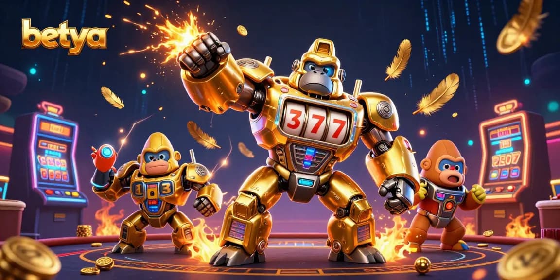 Experience thrilling gameplay with the Betya transformer mech amidst casino excitement.