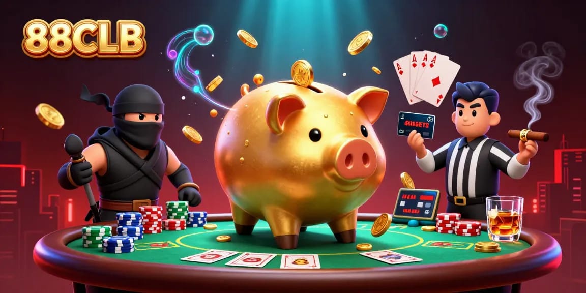 Play at 88CLB with exciting poker action and vibrant casino atmosphere in a dynamic scene.