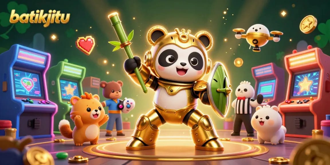 Bermain di batikjitu dengan robot bertarung 3D di arena penuh permainan arcade dan elemen kasino