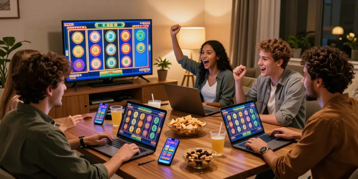 Pengalaman bermain slot online yang menarik di rumah bersama teman-teman dengan suasana hangat.