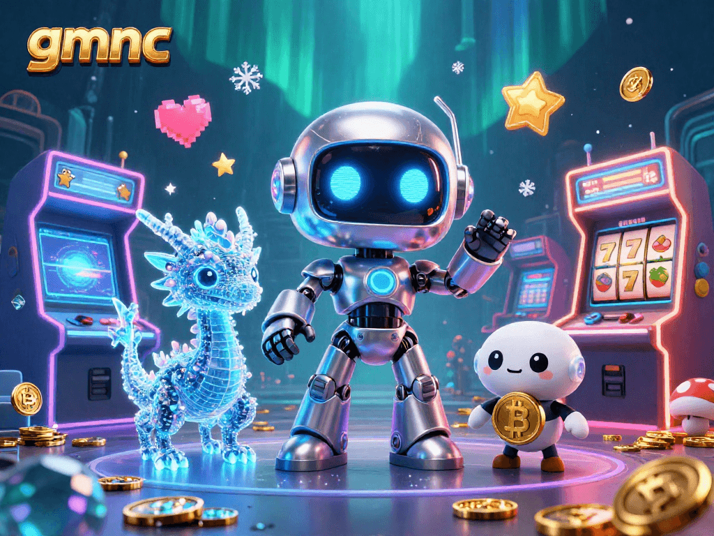 Experience thrilling gameplay at gmnc with a vibrant 3D casino illustration showcasing a futuristic robot and gaming elements.