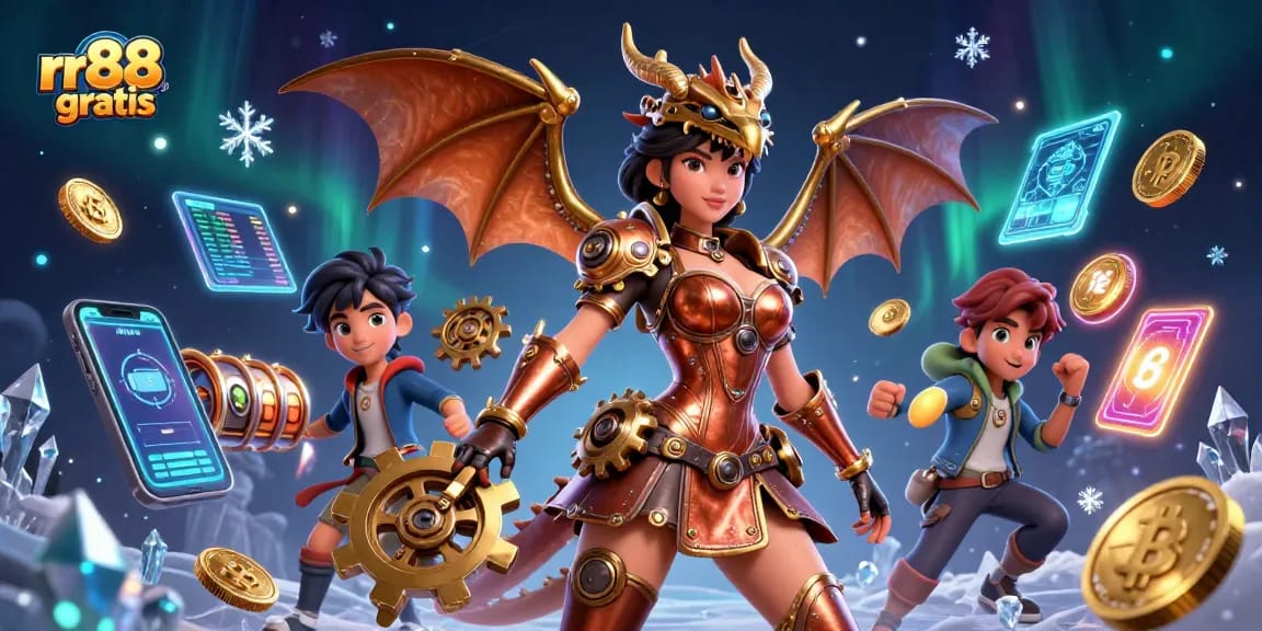 Experience the thrill of rr88 gratis with vibrant 3D gaming illustrations and captivating characters.