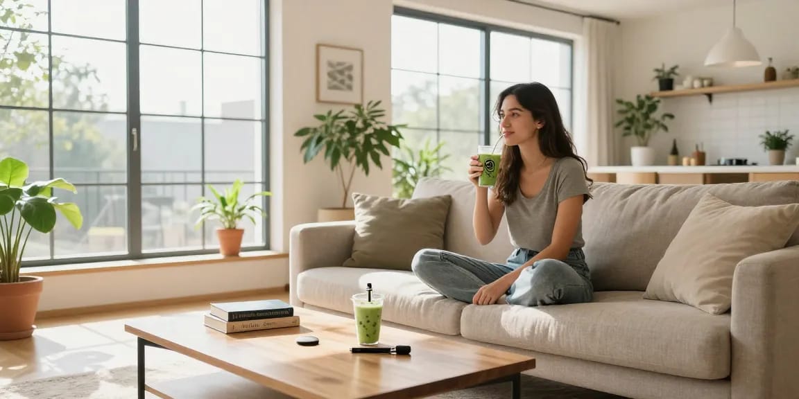 Is vaping legal in Cyprus? Enjoying organic CBD oil and a vape device in a cozy, wellness-driven atmosphere.