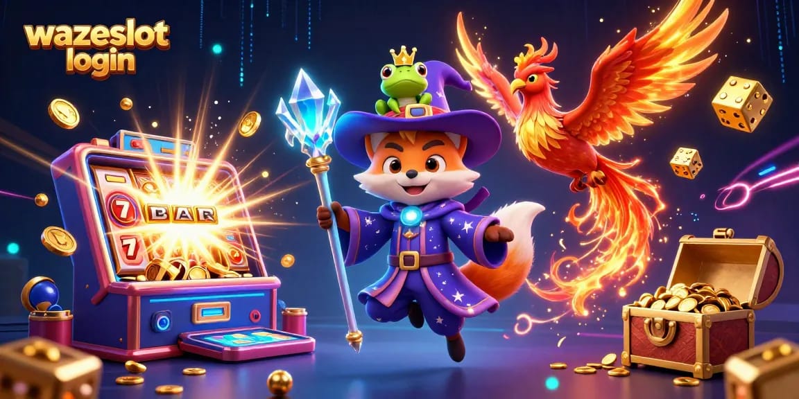 Experience the thrilling action with wazeslot login, showcasing enchanting characters and dynamic gaming elements.