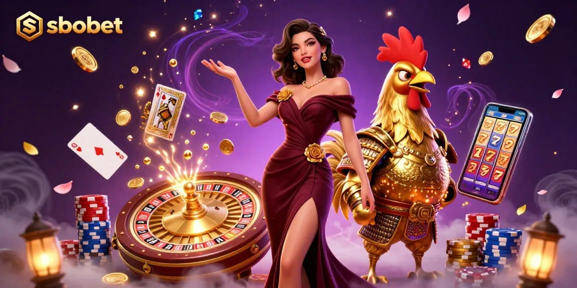 Engage with sbobet's vibrant betting scene with glamorous characters and dynamic casino elements.