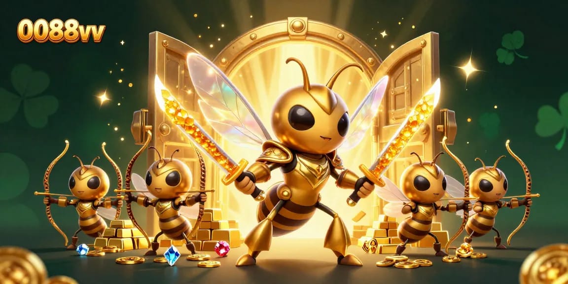 Engage with 0088vv’s thrilling casino universe featuring a samurai hornet, golden treasures, and excitement!