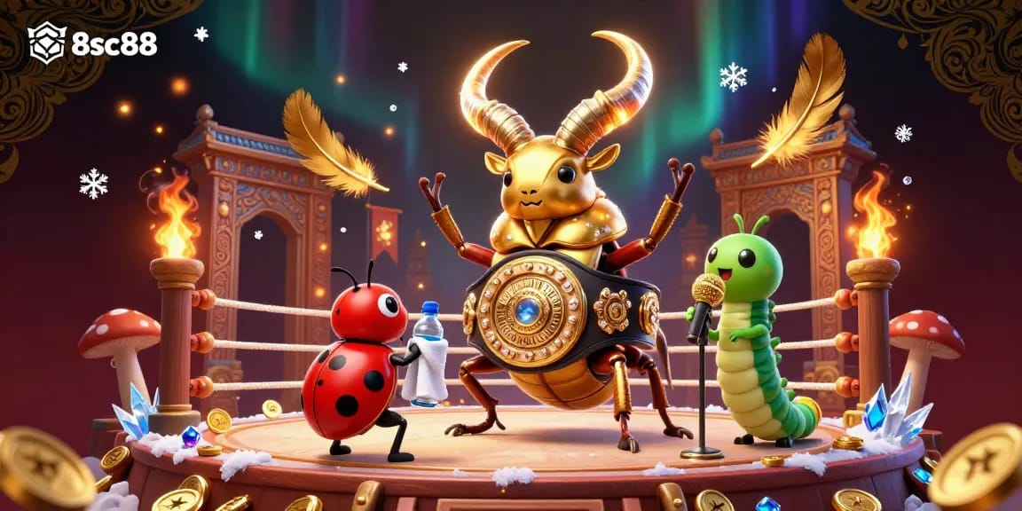 Engage with the dynamic betting scene at 8sc88, featuring a golden stag beetle in a championship setting.