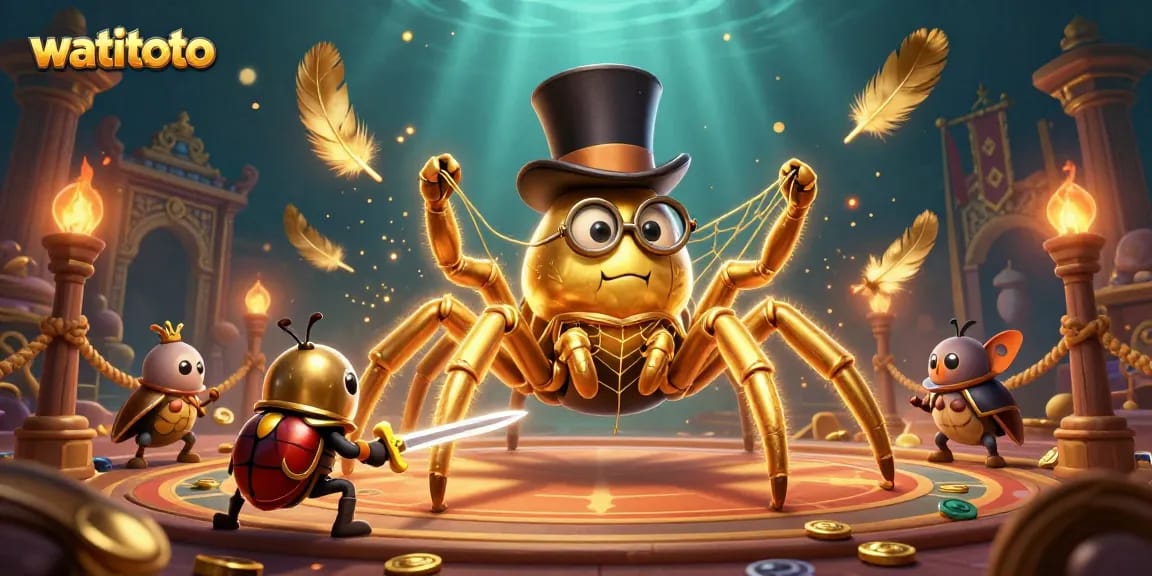 Join the thrilling action at watitoto as the golden tarantula spins fortunes in a vibrant casino scene.