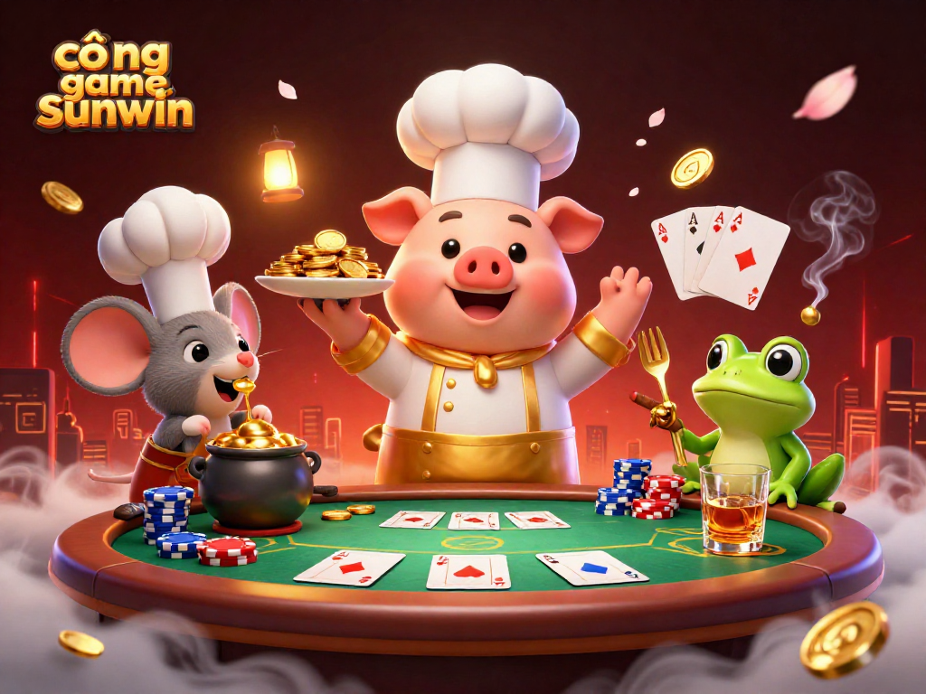 Spin winning reels at cổng game sunwin, featuring vibrant characters in a rich casino scene.
