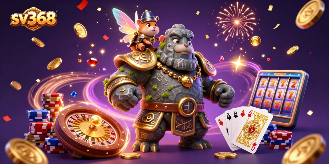 Spin winning reels with sv368 as the enchanting golem guardian and fairy create magic.