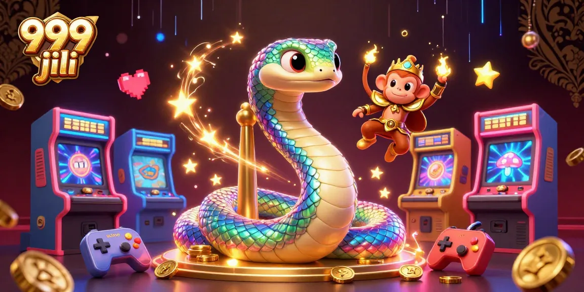 Engage with 999 jili's vibrant gaming scene featuring a rainbow serpent and monkey king in a rich casino environment.