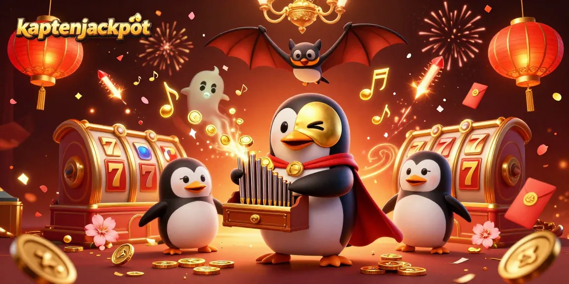 Engage with kaptenjackpot in a vibrant 3D casino celebration, showcasing thrilling slot reels and golden confetti.