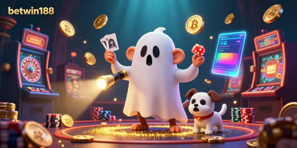 Visual menarik permainan casino di betwin188 dengan suasana penuh kejutan dan interaksi karakter.