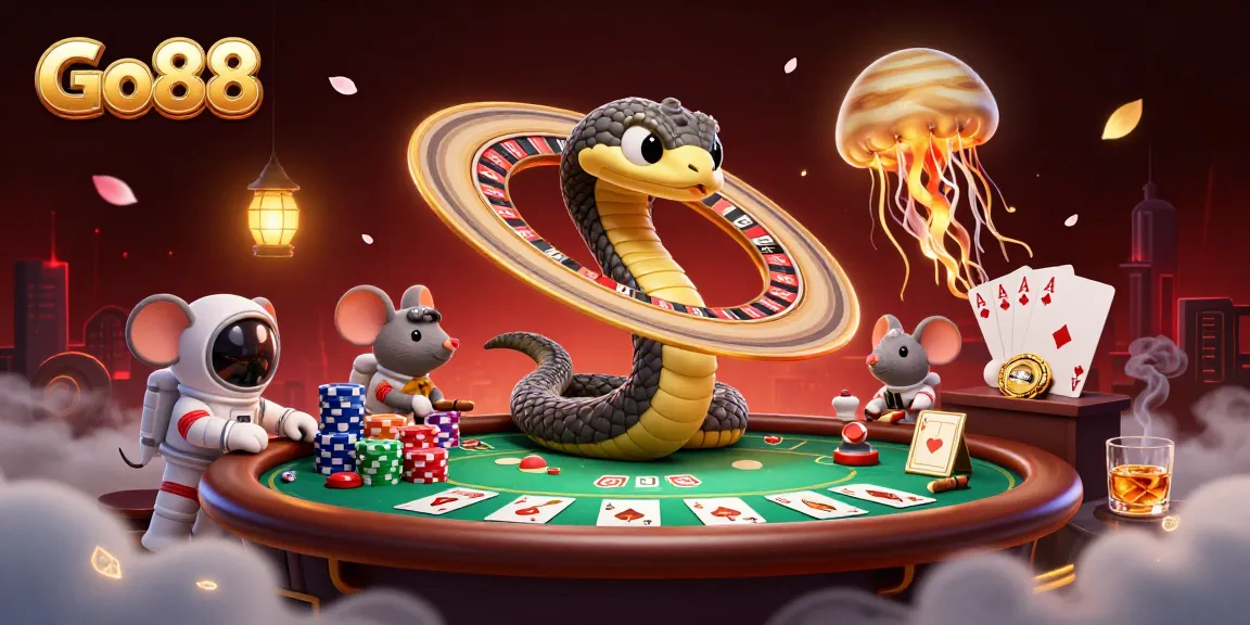 Join the action at Go88 with astronaut mice betting on a cosmic roulette wheel.