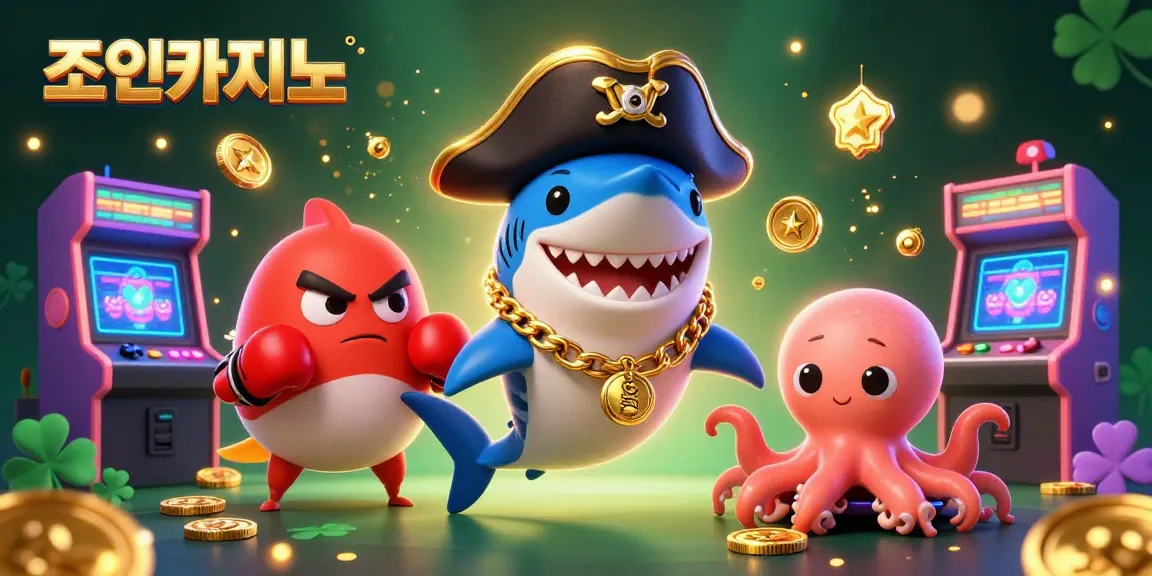 Experience the excitement of 조이카지노 with vibrant characters and dynamic game elements in this colorful casino scene.