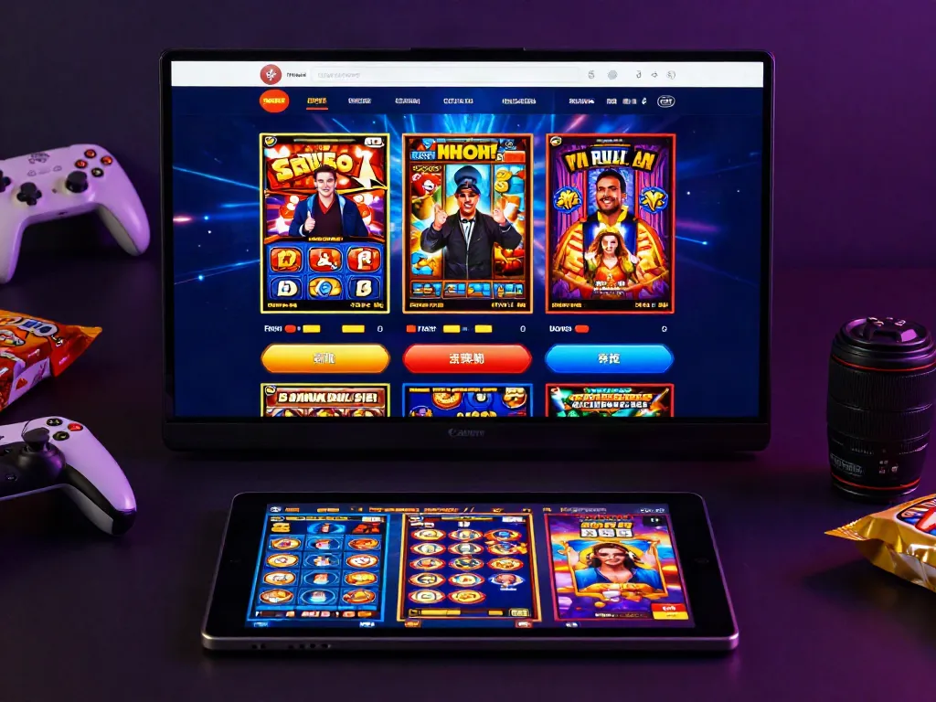 Akunjp online gambling interface with vibrant slot game graphics and an engaged player.