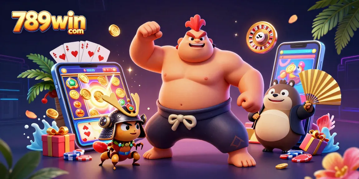 Experience thrilling gameplay with 789win com as a powerful sumo rooster leads an action-packed casino scene.
