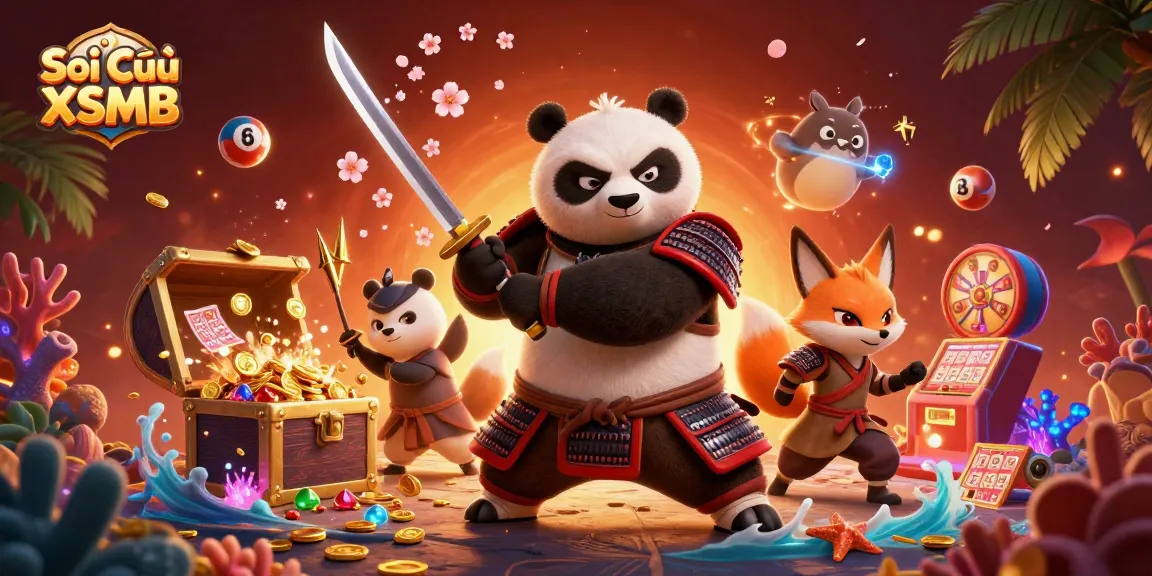 Engage in the excitement of Soi Cầu XSMB with vibrant lottery-themed characters and elements.