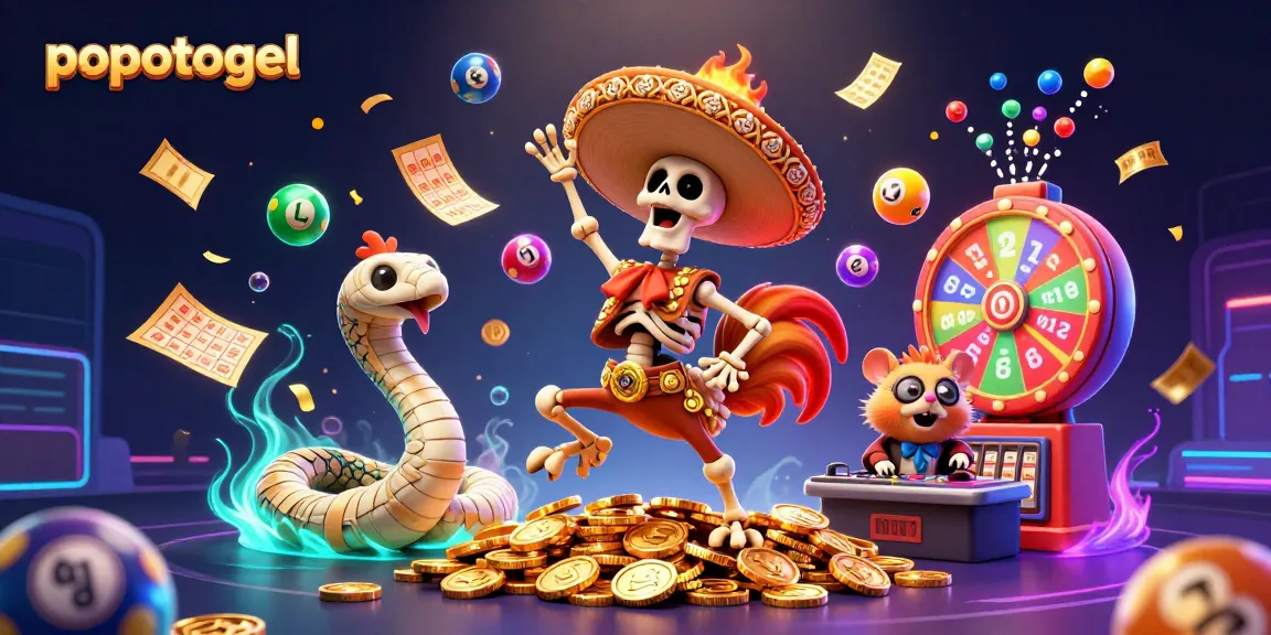 Experience the thrills of popotogel with vibrant lottery balls and colorful illustrations.