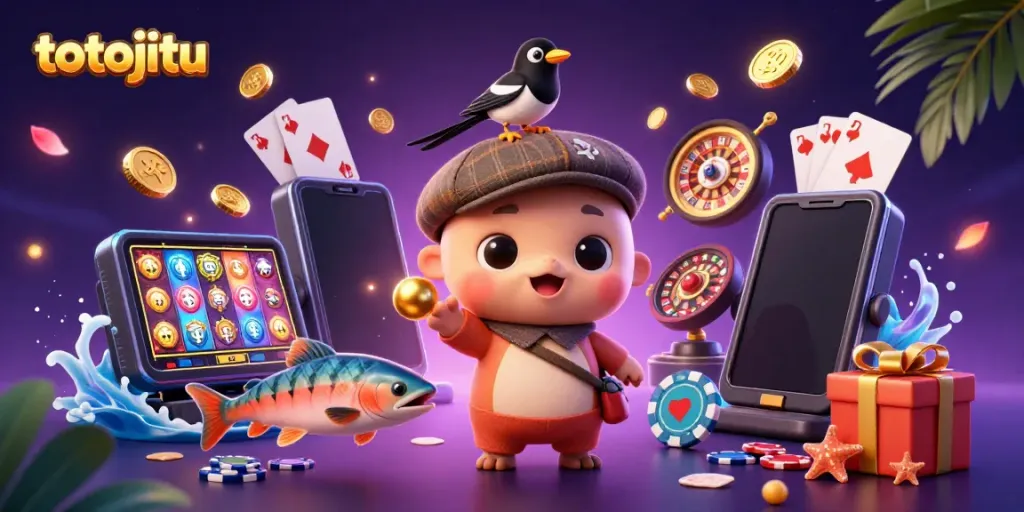 Engage with the dynamic world of totojitu through this vibrant illustration featuring fun gambling elements.