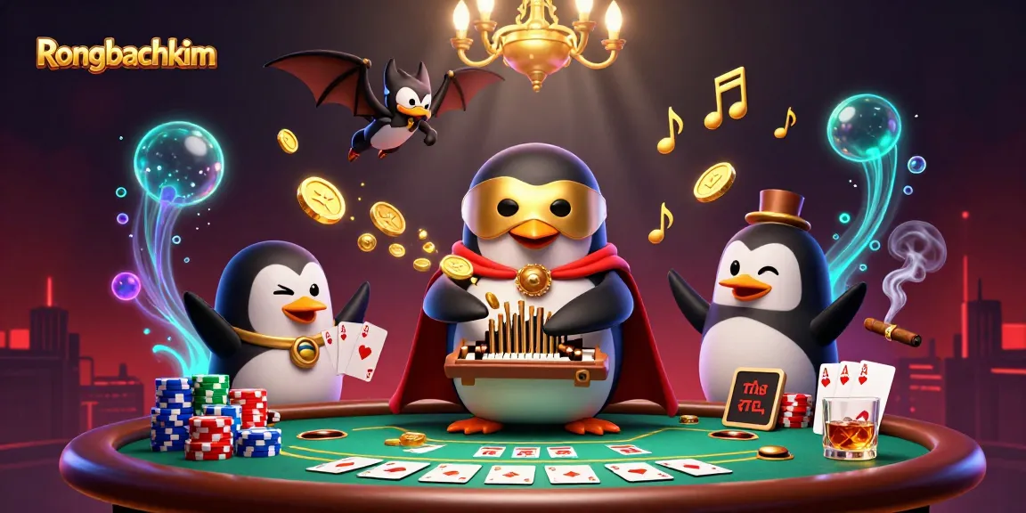 Experience the excitement of Rongbachkim with golden coins flowing in a vibrant casino scene.