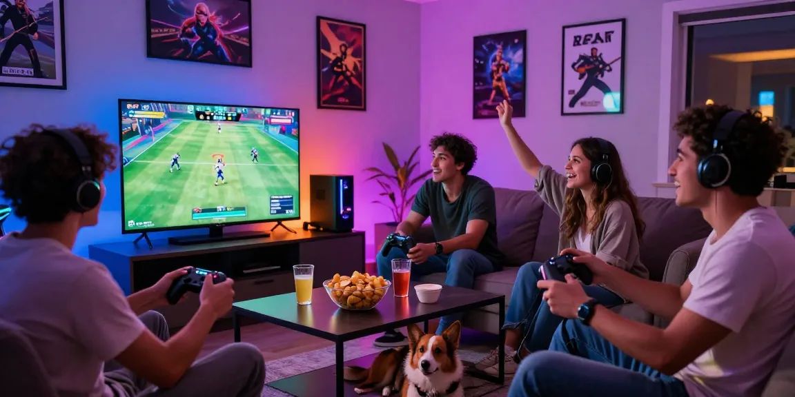 Exciting gaming gathering with friends enjoying lotus365 sports games in a lively atmosphere.