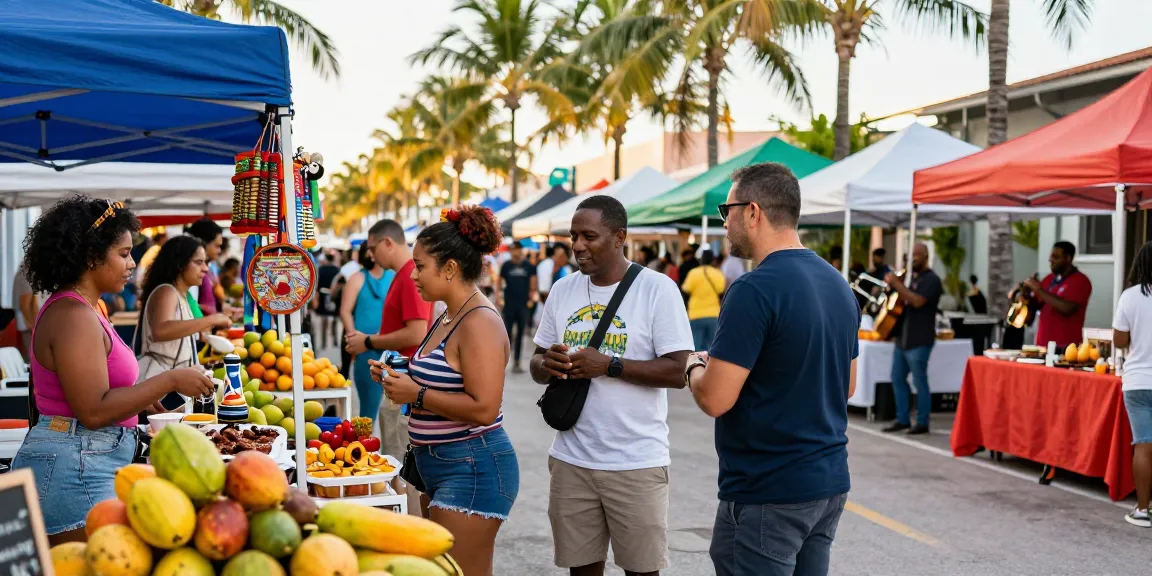 Pengunjung https://miami4d.com/ menikmati makanan lokal di pasar jalanan Miami yang ramai.