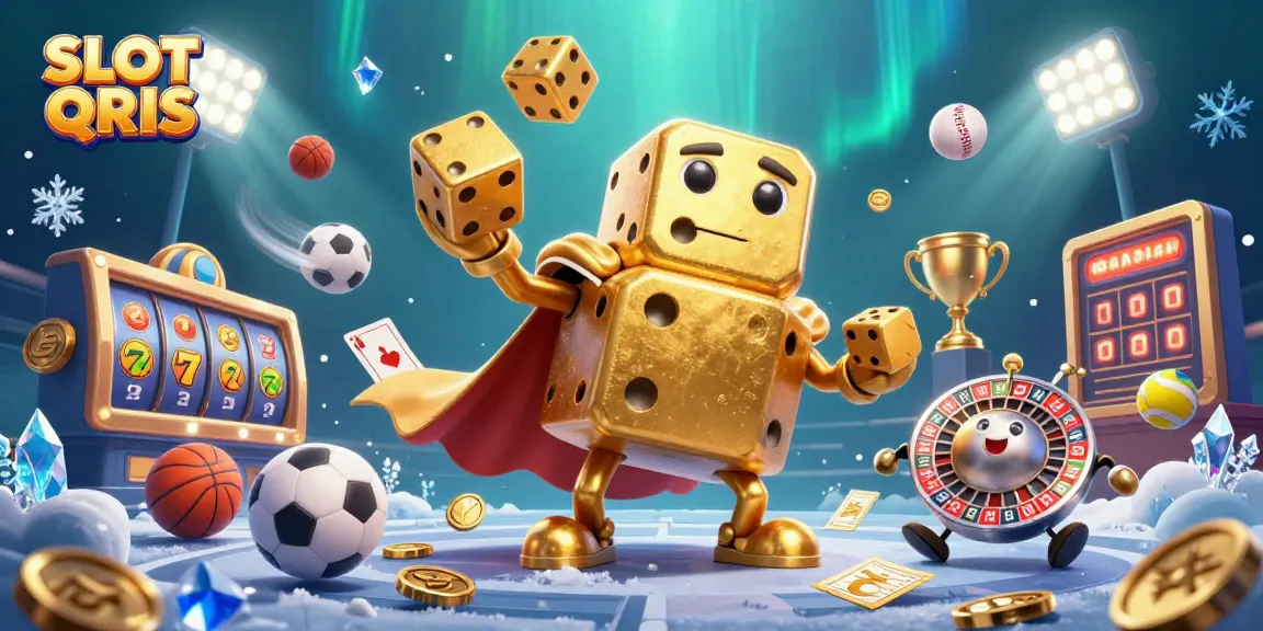 Experience thrilling wins with SLOT QRIS in this dynamic 3D casino illustration filled with rich game elements.