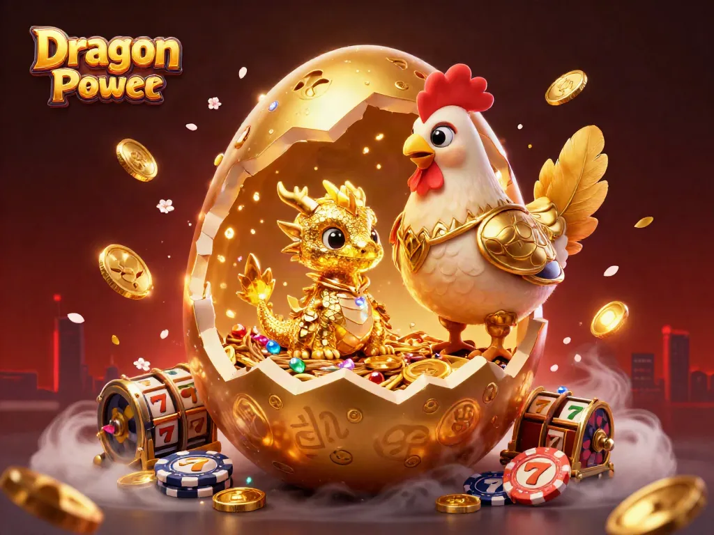 เกมสล็อต Dragon Power Flame ที่เผยให้เห็นมังกรทองในรังชิปโป๊กเกอร์