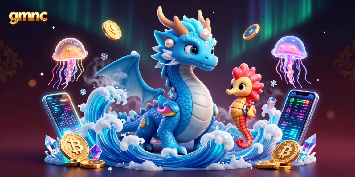 Experience GMNC's vibrant casino world with a 3D dragon, seahorse knight, and glowing jellyfish.
