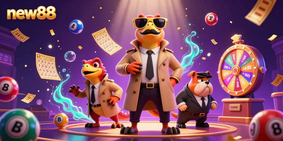 Join the fun at new88 as raptors sneak into a VIP casino, surrounded by exciting game elements.