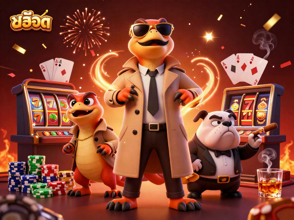 Experience thrilling สล็อต action with cartoon raptors attempting casino entry.