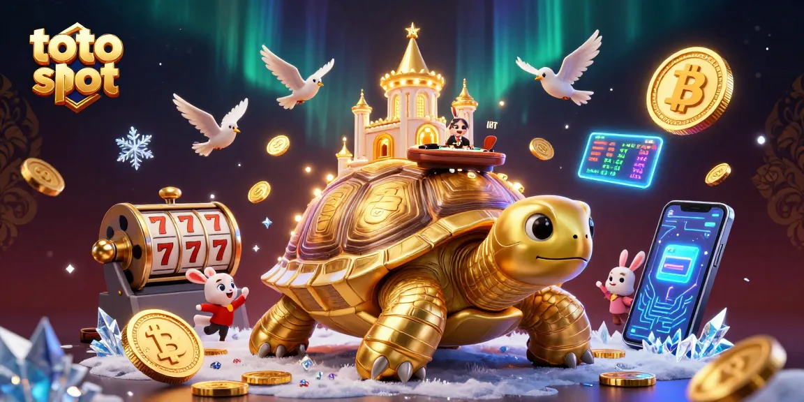 Engage in exciting toto slot gameplay with vibrant visuals and a playful casino scene.