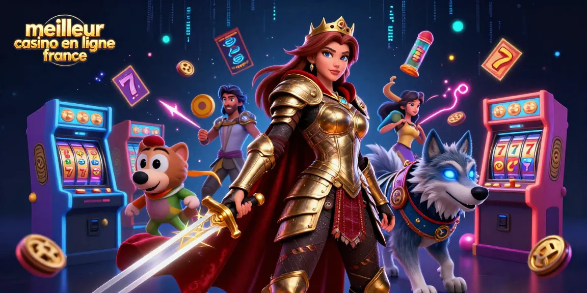 Découvrez l'excitation au meilleur casino en ligne France avec une reine guerrière et son compagnon loup.